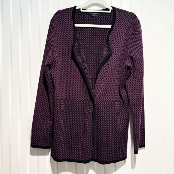 Pendleton Sweaters - Pendleton Purple Black Houndstooth Cardigan Sweater Cotton Size Large
